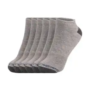 6Pk Mens Full Terry No Show Grey / Grey