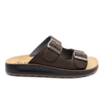LEATHER MAN SLIPPER DARK-BROWN