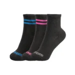 3PK WOMENS 1/2 TERRY QTR CREW BLACK / BLUE